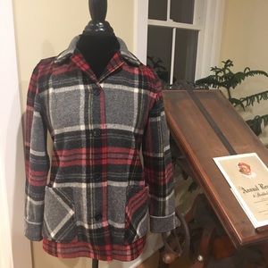 Vintage Amana Wool Plaid Coat with Patch Pockets